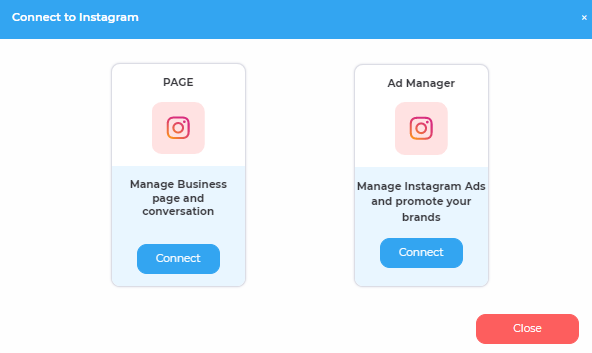 connect to instagram page